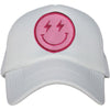 Lightning Smiley Face Foam Hat (Hot Pink and White)