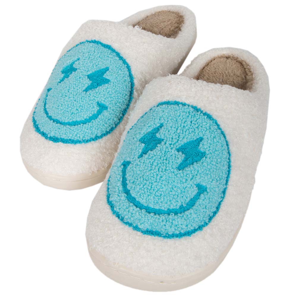 Turquoise and White Lightning Slippers