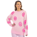 Light Pink Happy Face Sweater
