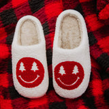Red Christmas Tree Eyes Happy Face House Slippers