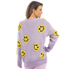 Light Purple Happy Face Crewneck Sweater