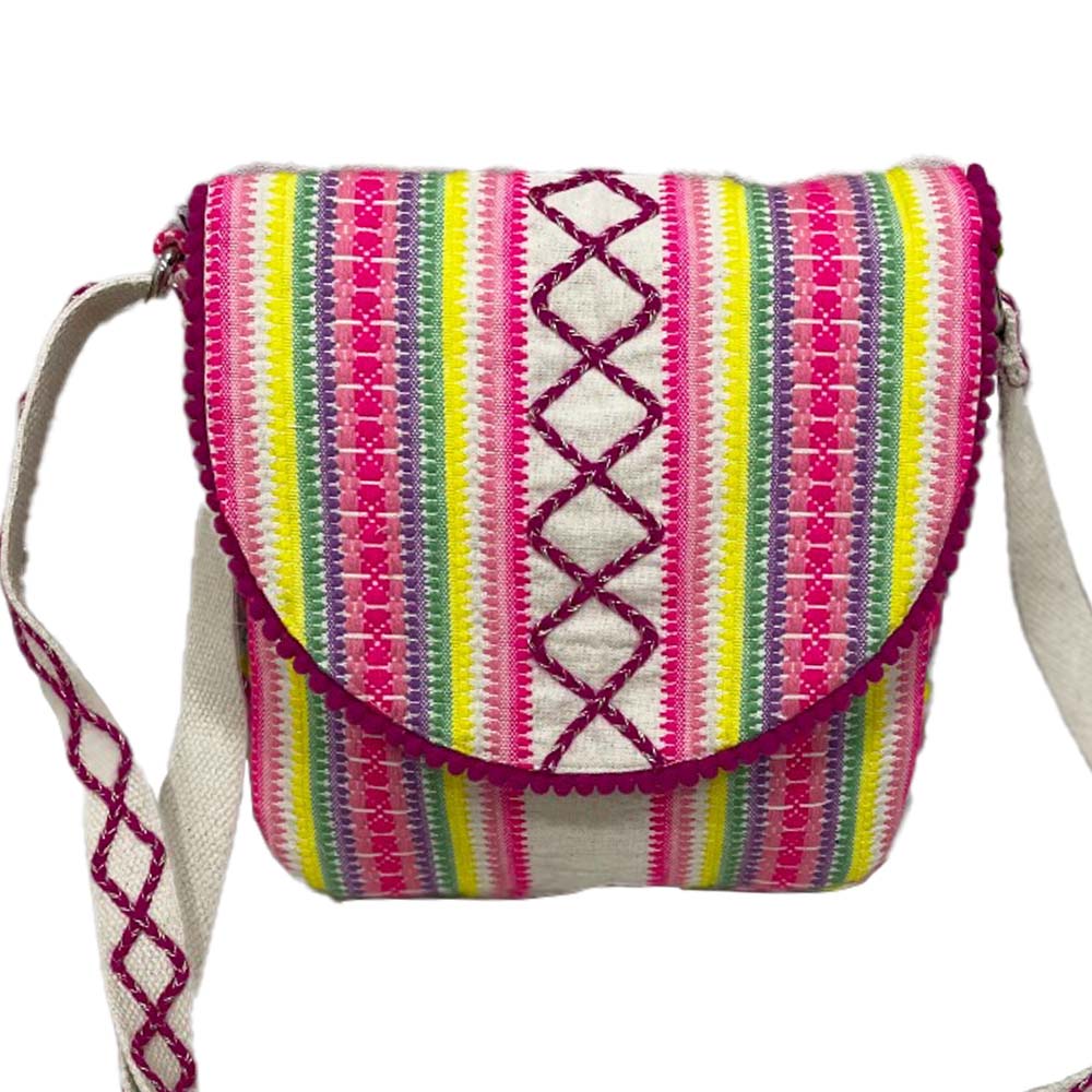 Crisscross and Striped Multicolored Handbags Crossbody