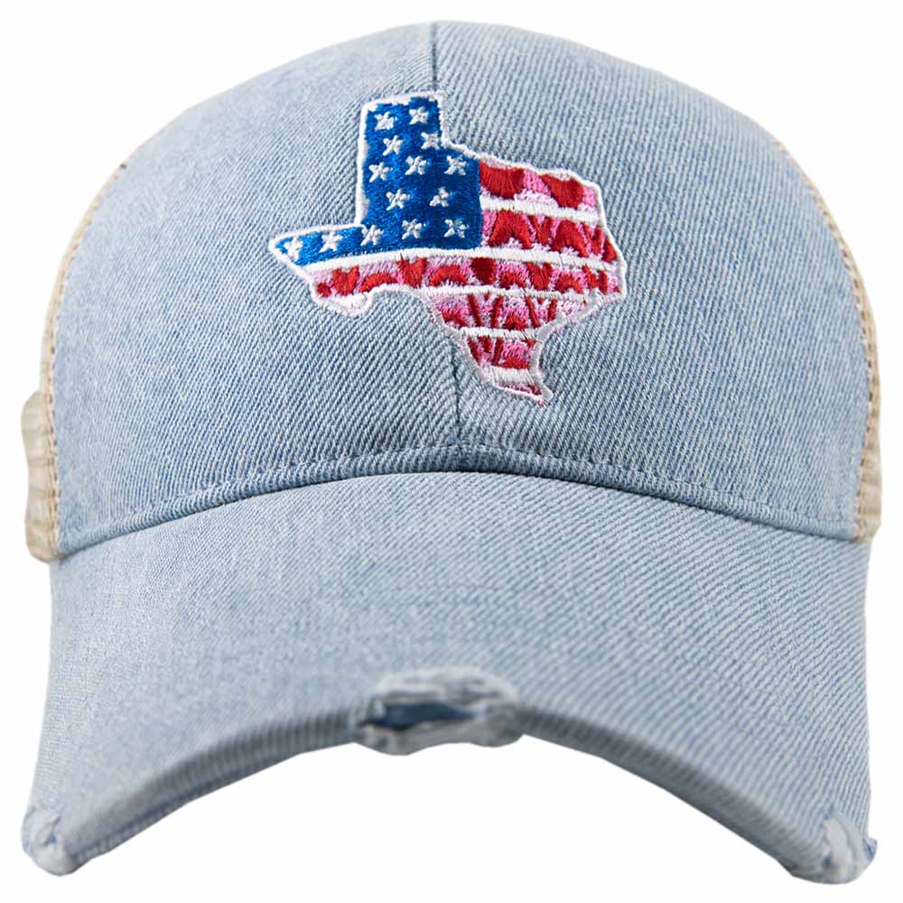 Texas Shape Flag Denim Trucker Hats
