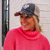 Texas Shape Rainbow Striped Women's Trucker Hats