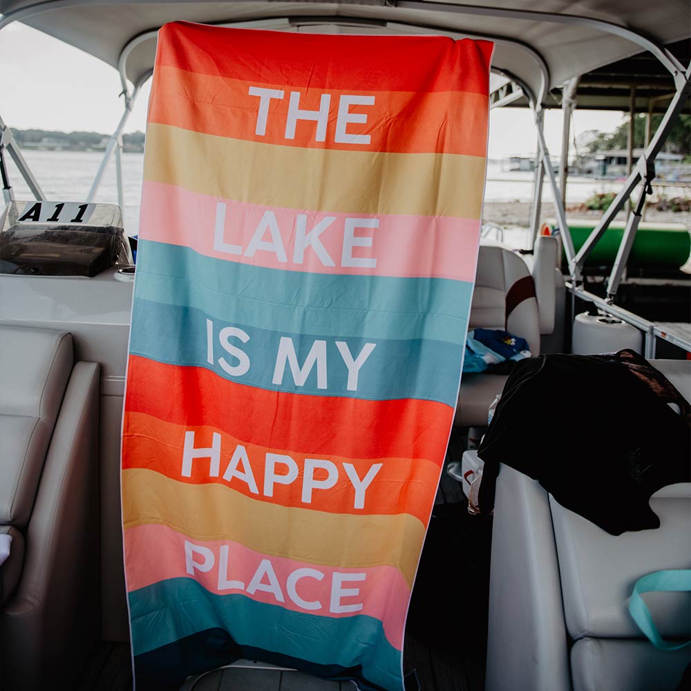 The Lake is My Happy Place Quick Dry Beach Towels
