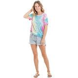 Blue, Pink, and Yellow Tie Dye T-Shirt