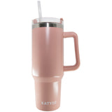 Peach Tumbler Coffee Cup with Drinking Straw