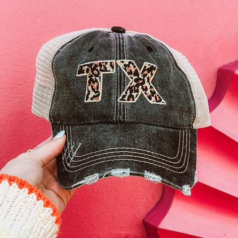 Texas Hat, Trendy Leopard Print Embroidery