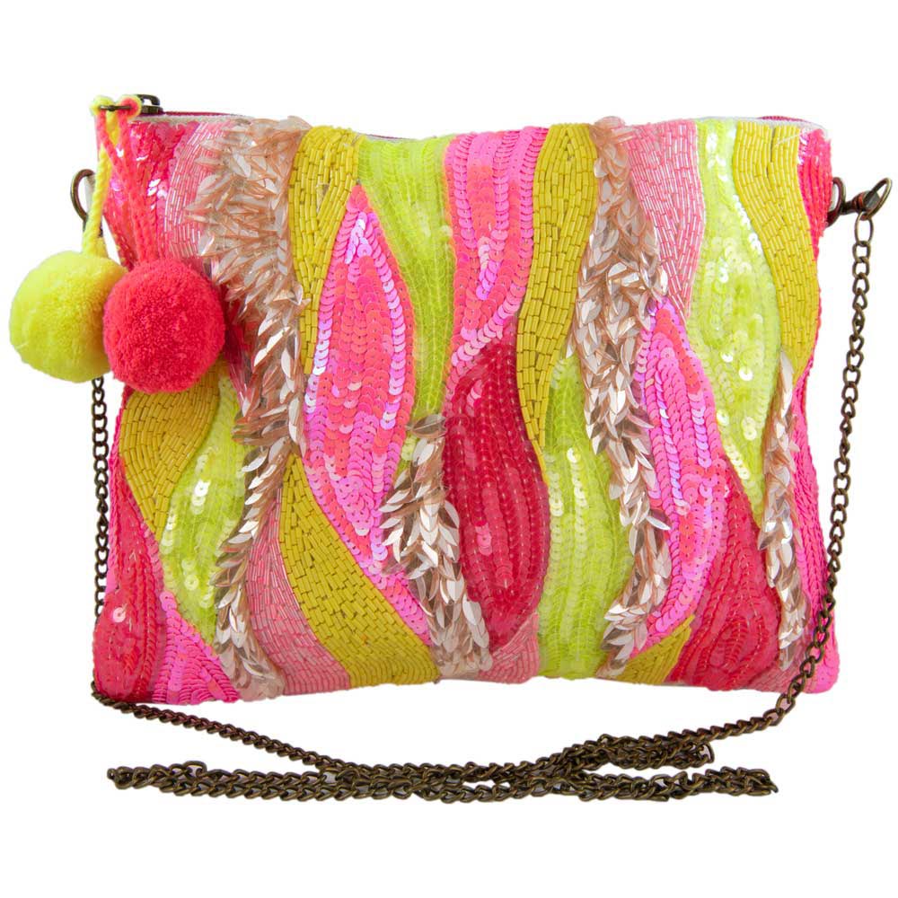 Pink Red Swirls Sequined Clutch Bags Clutches