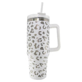 40oz Tumbler with Handle White Holographic Leopard Print – Dales Clothing  Inc
