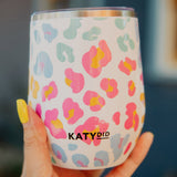 Pastel Leopard WINE TUMBLER With Lid