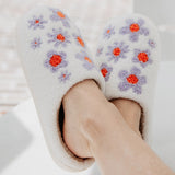 Lilac Daisy All Over Fuzzy Slippers