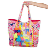 Multicolored Aztec Sequin and Beaded Large Tote Bag